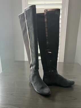 Vince Camuto Tall Black Over-the-Knee Boots with Metallic Trim